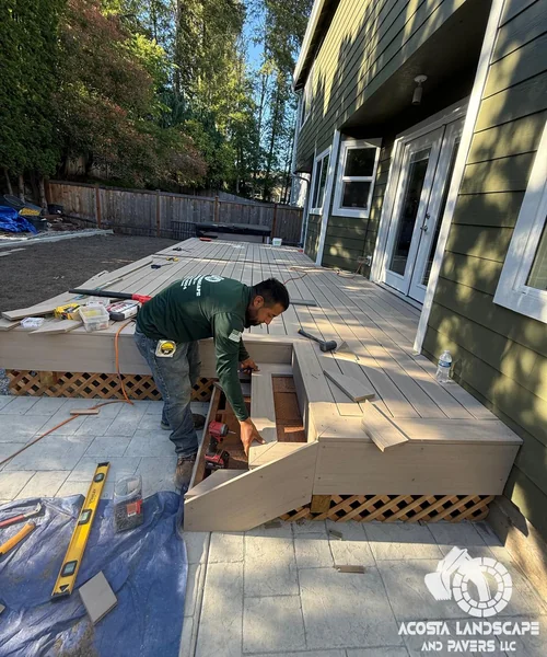 Multi - Tiered Deck, Stamped Patio & Sod Renovation in Bothell 